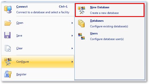 New Database menu option
