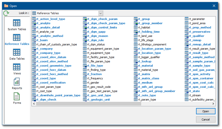 Reference Tables