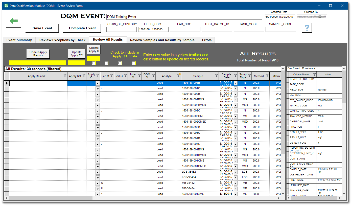 DQM_Process_Event_All Results_Filtered