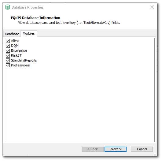 Database Properties Modules